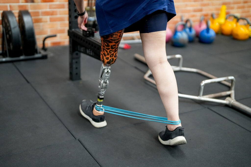  Physical rehabilitation exercise offering strength-building support for amputees